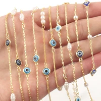 1m gold color stainless steel devils eyes pearl beads chains for bracelets necklace ankles jewelry making diy accessories