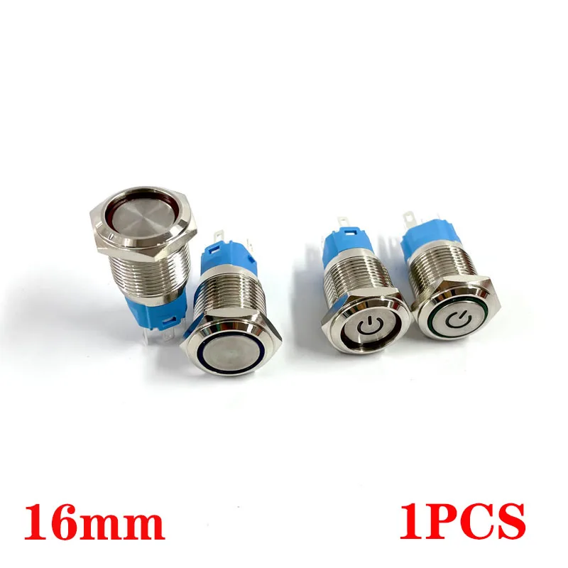 16 мм металлический кнопочный переключатель кольцевой светильник Мощность