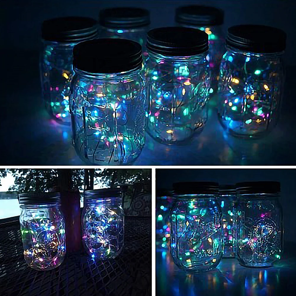 

LED Solar Glass Night Lamps Fairy String Lights Hanging Mason Jar Lights for Outdoor Patio Garden Xmas Wedding Party