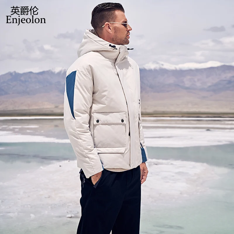 Enjeolon брендовая зимняя куртка для мужчин толстая с хлопковой подкладкой парки