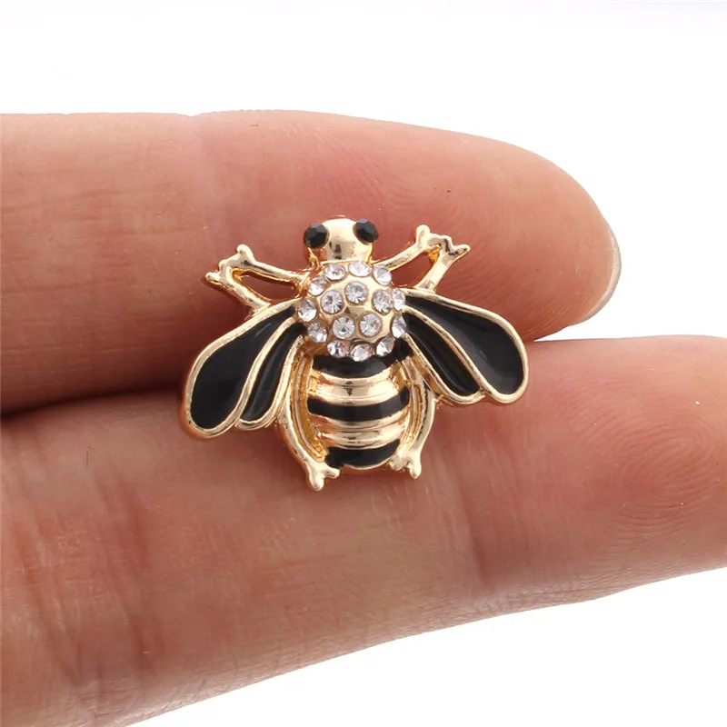 10 шт./лот жесткие металлические кнопки с Пчелкой и стразами золотой цвет подходит