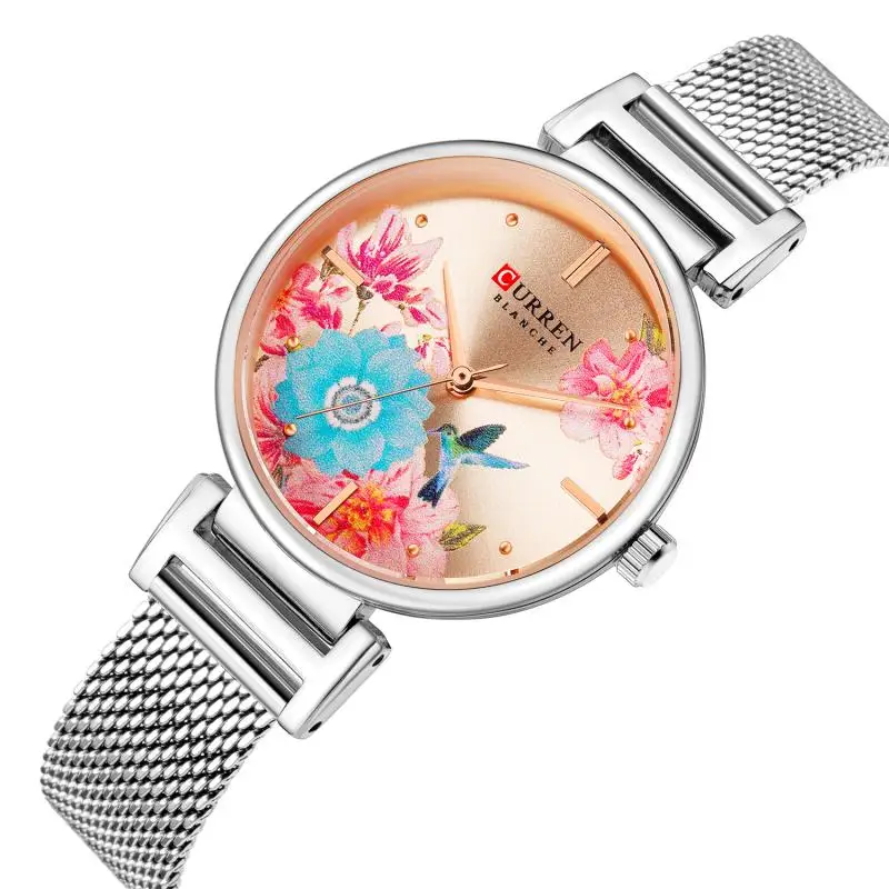 Часы наручные женские кварцевые из нержавеющей стали под розовое золото с