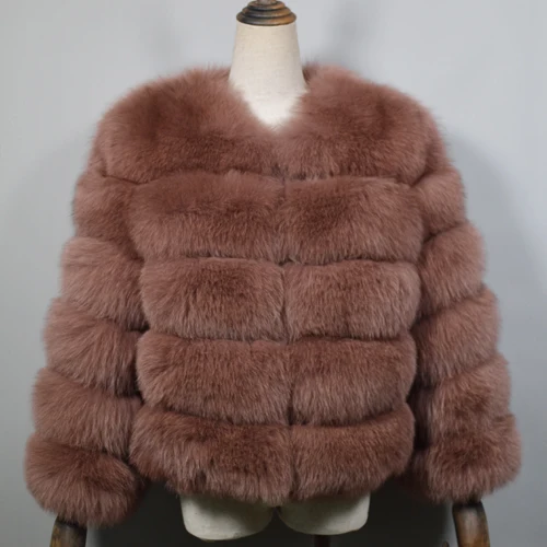 khaki purple Женское качественное натуральное пальто с лисьим мехом натуральный мех лисы куртка короткое зимнее меховое пальто с лисьим мехом с фабрики - Цвет: khaki purple