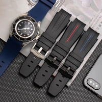 waterproof silicone rubber watch strap is suitable for rolex single red black green water ghost watch chain 20mm 21mm 22mm