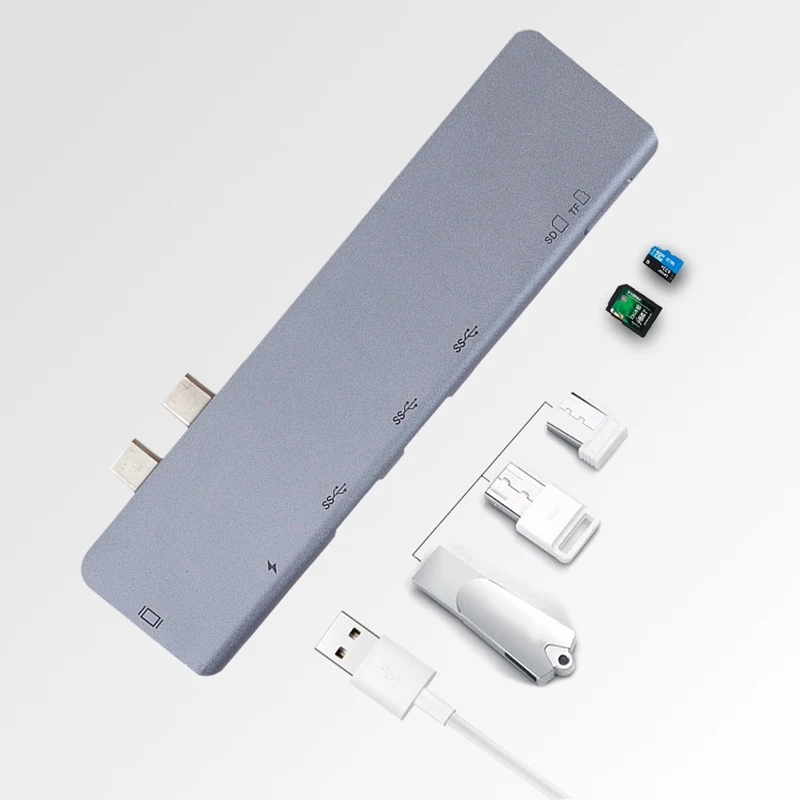 7 в 1 двойной TYPE-C к USB SD Micro LAN VGA HDMI usb-c переходник концентратор Расширение PD зарядная док-станция Rj45 OTG дисплей для Macbook PC
