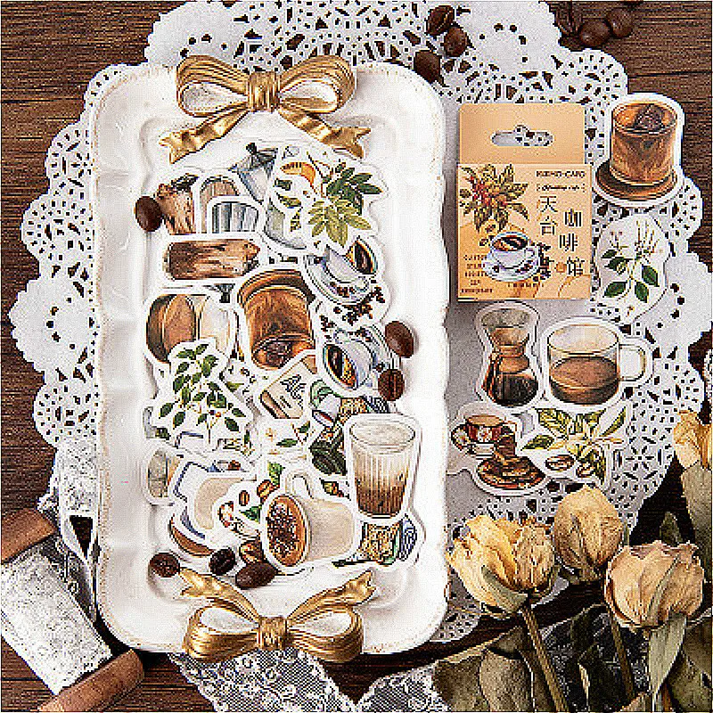 

45pcs Kawaii Cute Cafe Washi Tape Adhesive Tape Practical Shine DIY Sticker Scrapbooking Sticker Label Masking Tape