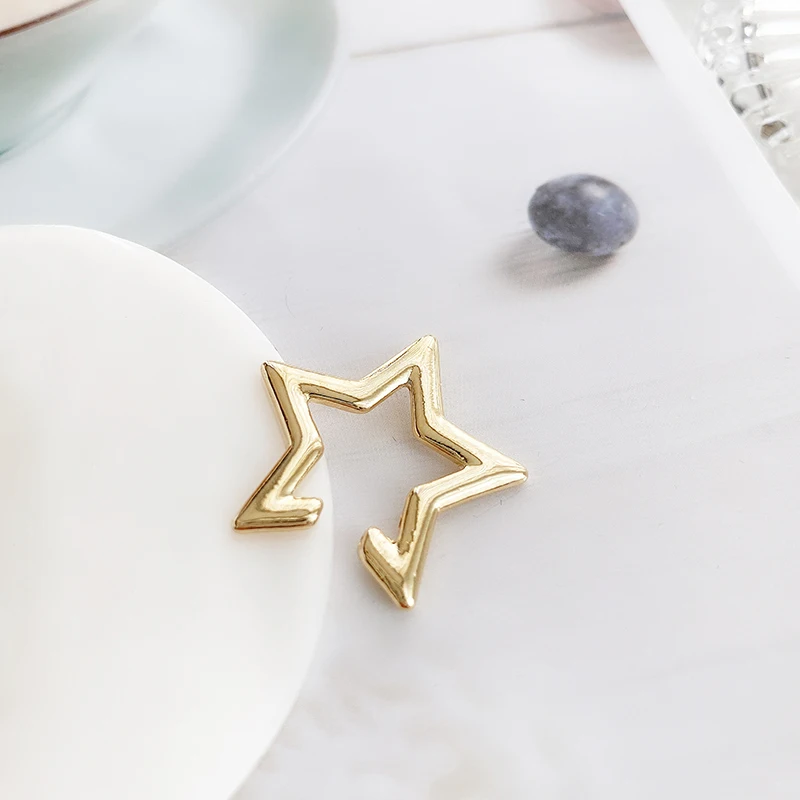 Цельные серьги-клипсы с метеоритами без циркония геометрические украшения