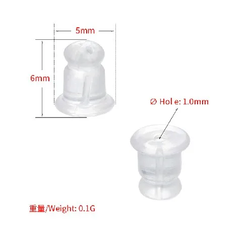 5x6mm ZHUKOU 200 шт/партия Прозрачная мягкая силиконовая резиновая серьга задники безопасный резиновый фиксатор ювелирные аксессуары DIY затычки для ушей Модель: VE86 - Цвет: 5x6mm