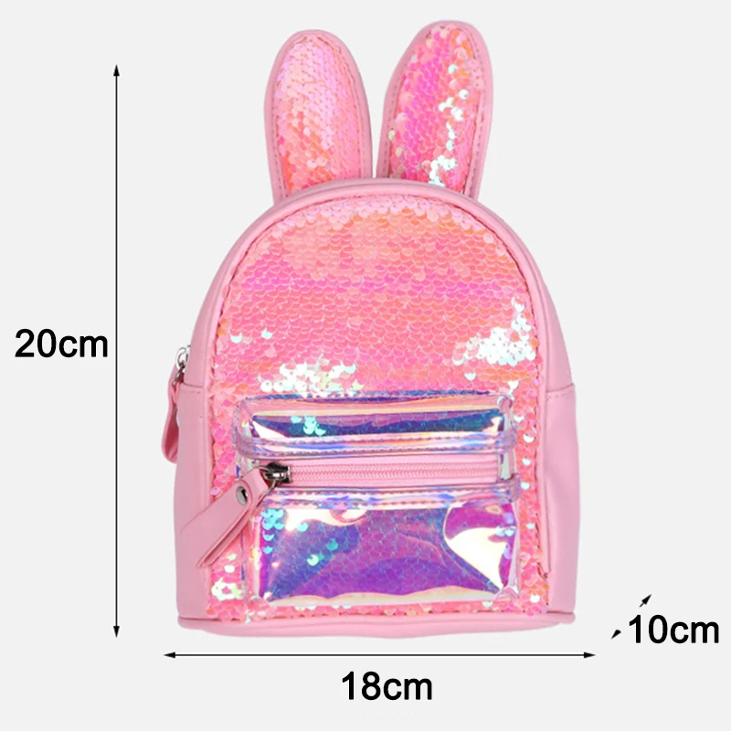 

Fashion Girl Sequin Leather Backpack Cute Rabbit Ears Zipper Children Backpack Girls School Bag Toddler Kids Backpacks Bookbag