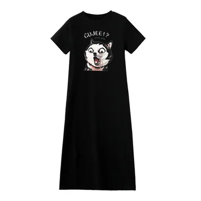 

summer long slit dress casual loose and slim skirt
