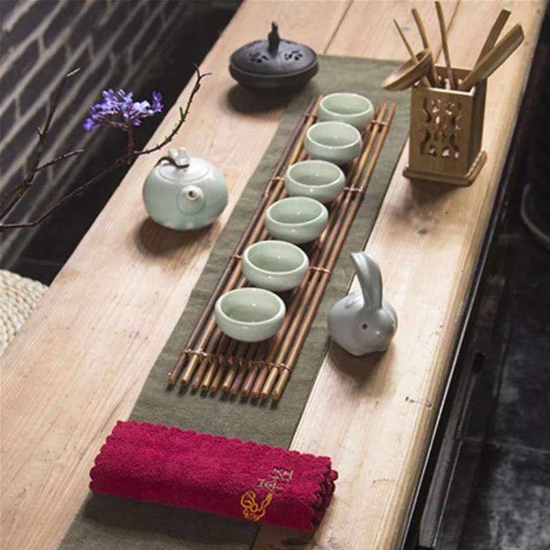 

Jusen 6Pcs/set Tea Ceremony Six Gentlemen Kung Fu Tea Set Hollow Tea Buck Bamboo Tea Tray Scoop Clip Combination Accessories