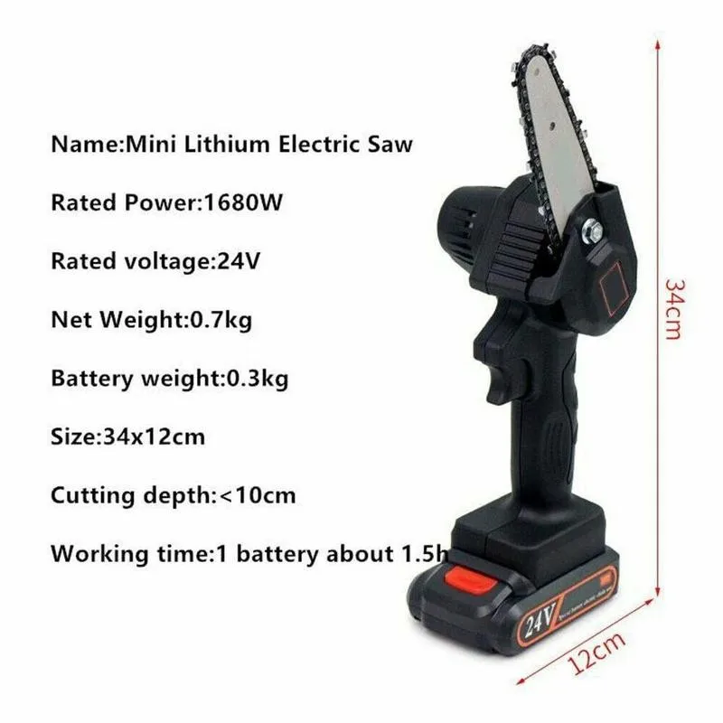 

24V Rechargeable Cordless Electric Chain Saw Household Mini Electric Logging Electric Portable Saw Pruning One-hand Saw Gar Y1E9