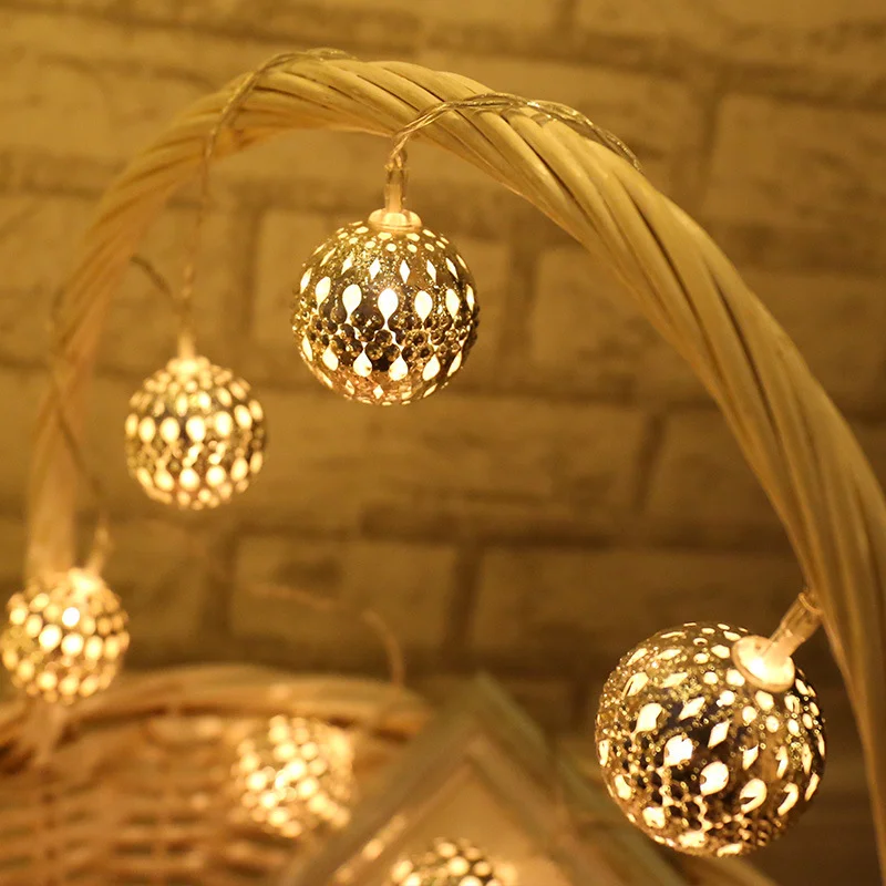 Сказочная гирлянда с марокканскими шарами светодиодная лампа-лента на Рождество