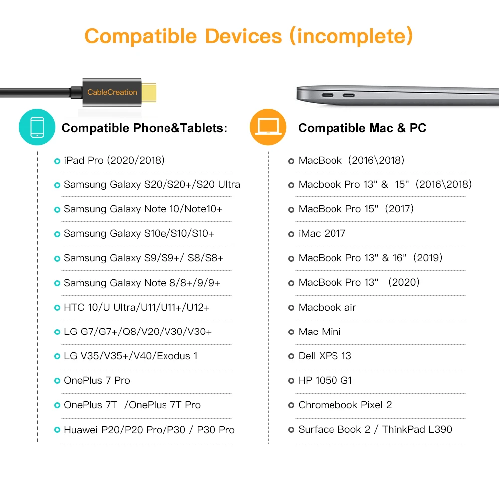 CableCreation USB C к HDMI-совместимый адаптер 4K Type HDMI-кабелю для дома и офиса 6 футов работы