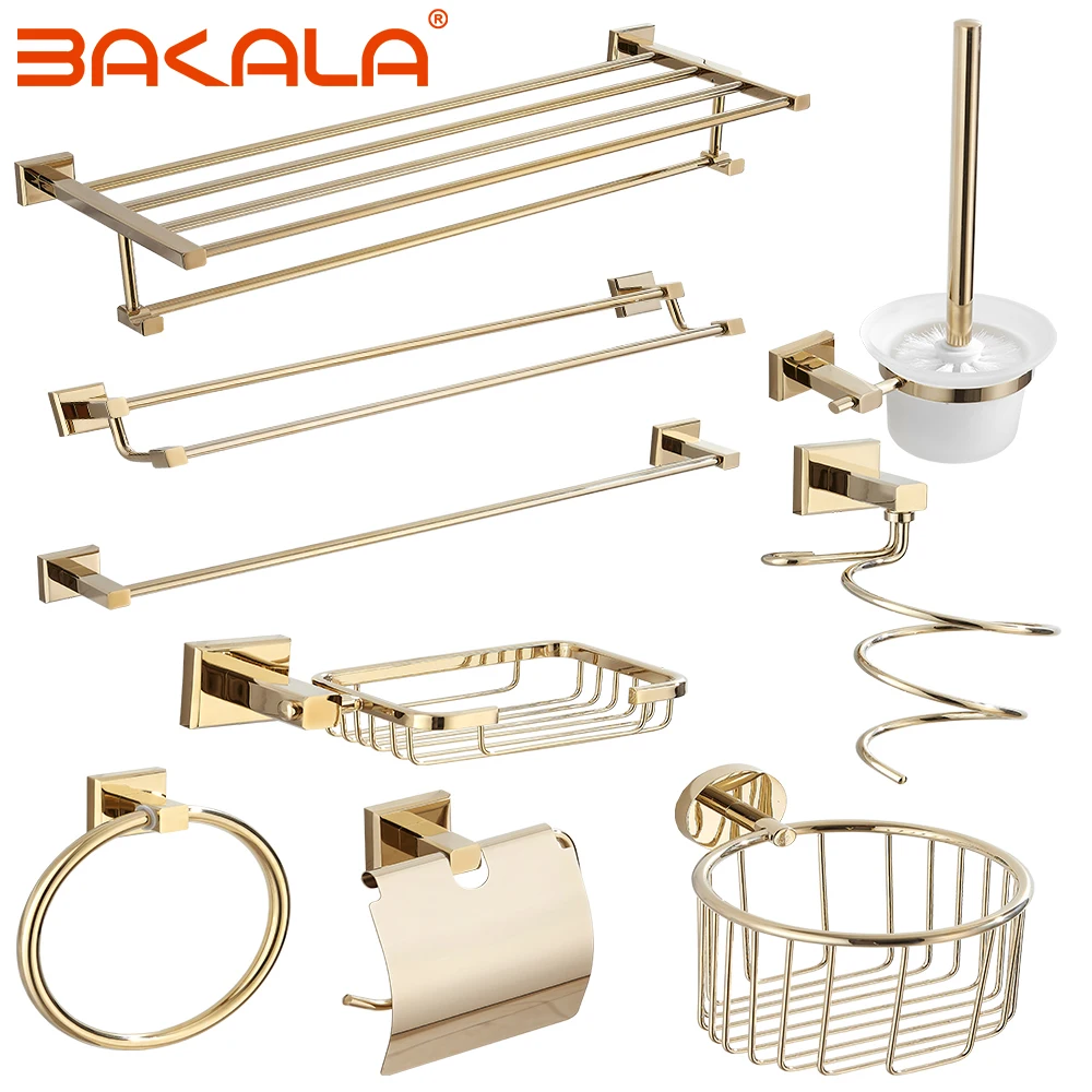 bathroom accessories towel rackpaper holder toilet brush holdertowel ranger soap rack paper basket gold bath hardware sets free global shipping