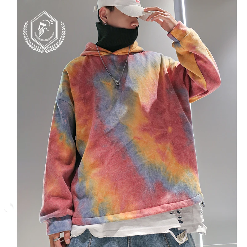 

Men Fashion Loose Print Fleece Heavyweight Casual Pullover Hip Hop Sweatshirts with Hooded