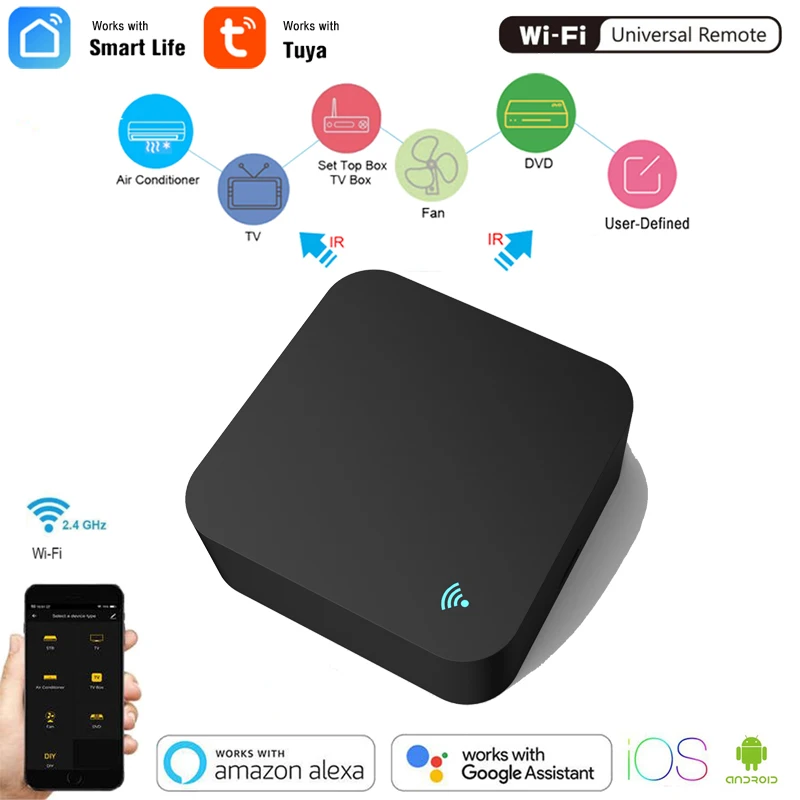 

Smallest Min WiFi Smart IR Remote Controller Smart Home Compatible with Alexa, Google Assistant, IFTTT, Smart Life, TuyaSmart