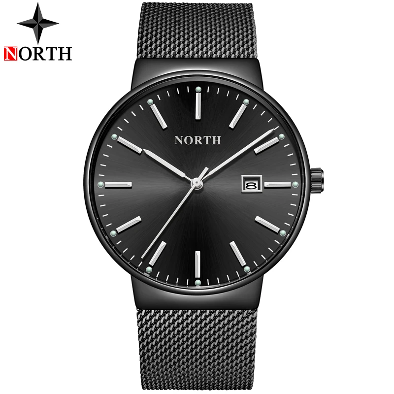 Роскошные Брендовые мужские новые часы NORTH Fashion спортивные кварцевые из