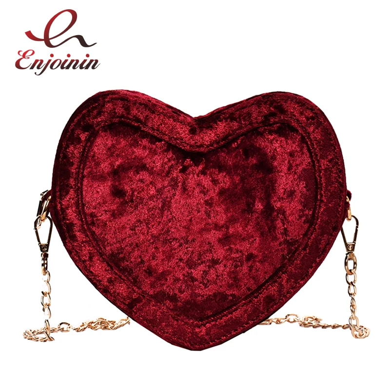 Новый стиль дизайн в форме сердца Вельветовая модная женская сумка через плечо