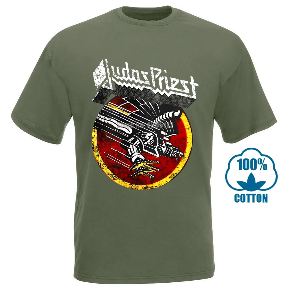 Армейский зеленый Judas Priest футболка кричащая для мести Великобритания тяжелый металл Группа черный S до 3Xl печатных мужчин футболка короткий рукав Забавный 011583 - Цвет: Армейский зеленый
