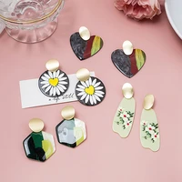 acrylic colorful contrast color irregular pattern daisy earrings accessory jewelry