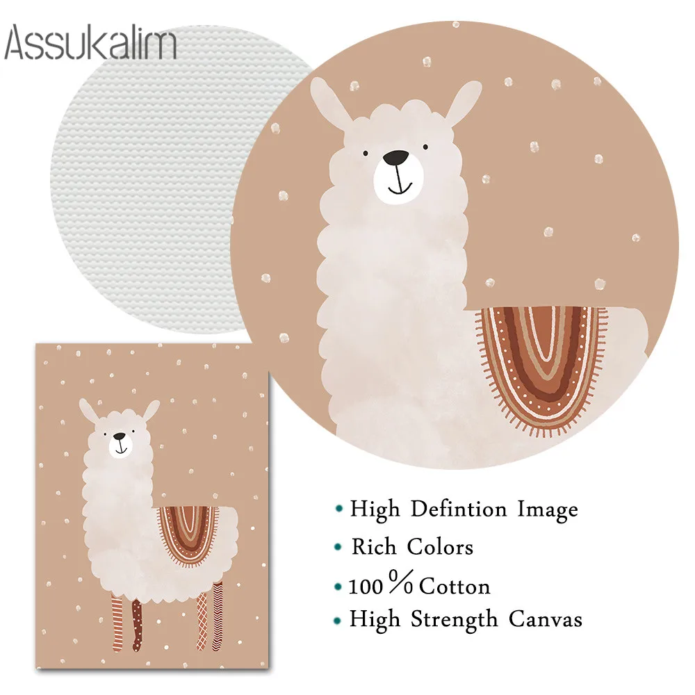 

Nursery Wall Art Canvas Print Bear Alpaca Posters ABC Poster Rainbow Painting Unicorn Prints Nordic Wall Picture Baby Room Decor