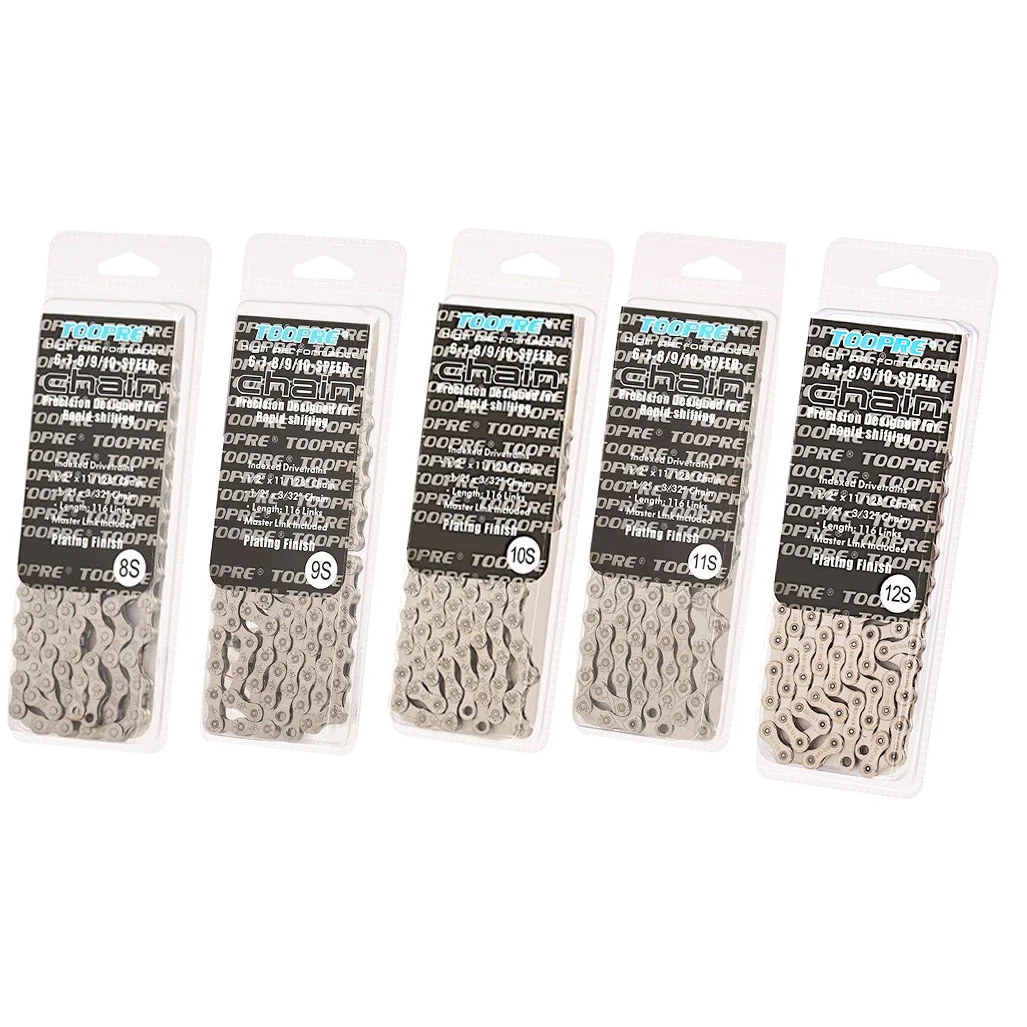 

Mountain Bike Chain 6 7 8 9 10 11 12 Speed MTB Bike Electroplated Silver Chain Road Bicycle Chains Part 116 links
