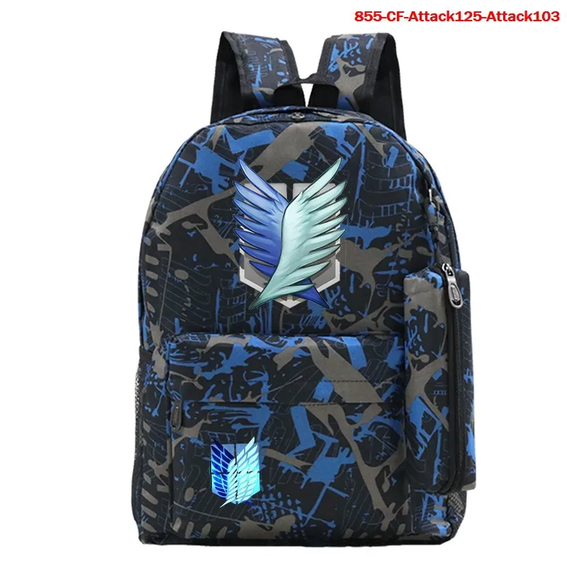 

2 шт./компл. рюкзак из аниме «атака на Титанов» для мальчиков и девочек, школьная сумка на молнии, сумка для ручек, студенческий мультяшный рю...