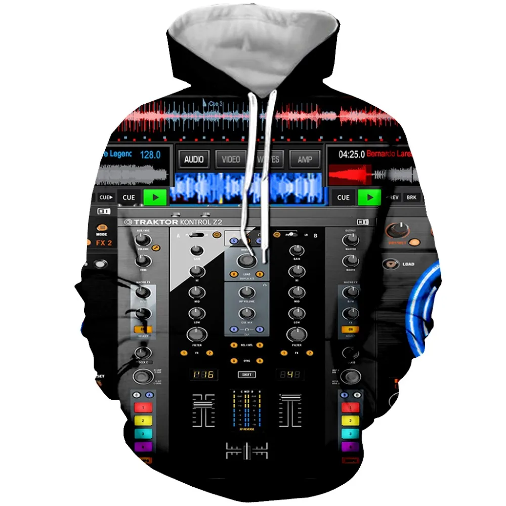 

YX GIRL 3D Print DJ Equipment Mens Hoodies Sweatshirt With Hat Pocket Men Autumn Spring Tracksuit Pullover Dropshipping
