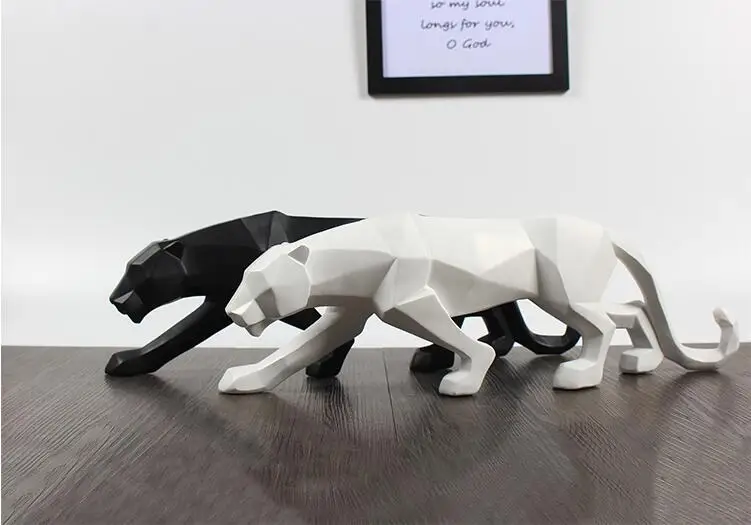 

Nordic Fengshui Black White Resin Leopard Ornaments Crafts Hotel Home Deaktop Statue Coffee Office Animal Figurine Decoration