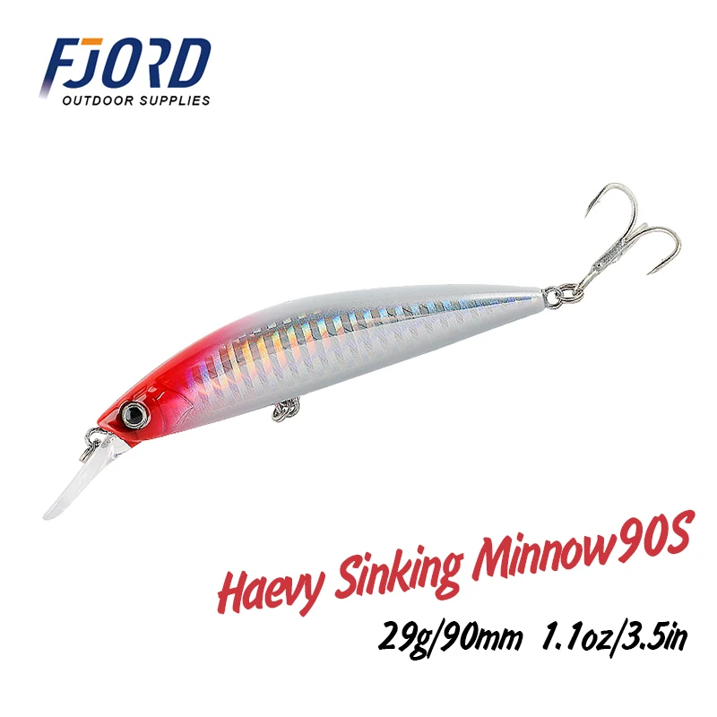 

FJORD 29g 90S Heavy Sinking Minnow Long Casting Sinking Fishing Bait Laser Hard Professional Seawater Fishing Lure Jerkbait