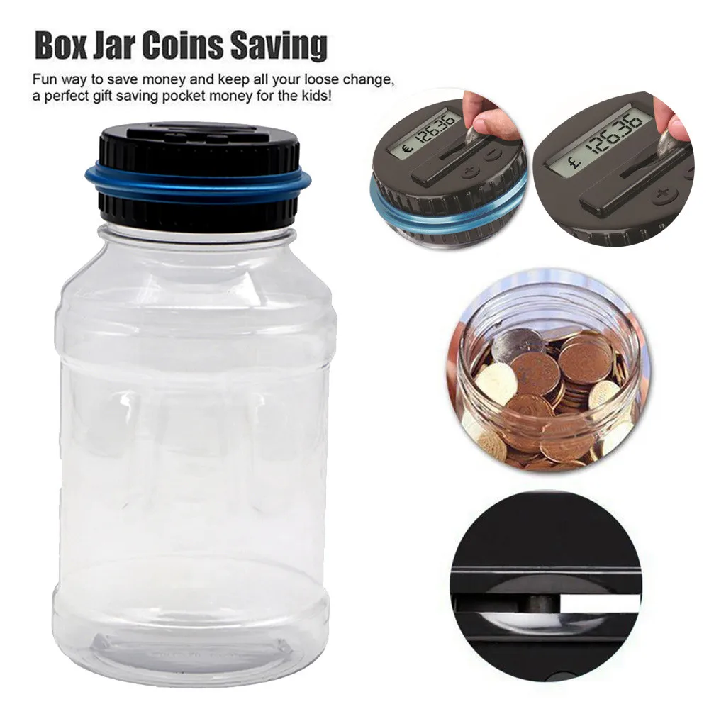 GBP/EUR Saving Jar Clear Digital Piggy Bank Coin Savings Counter LCD Counting Money Change Vintage Gift For Children H5 | Дом и сад
