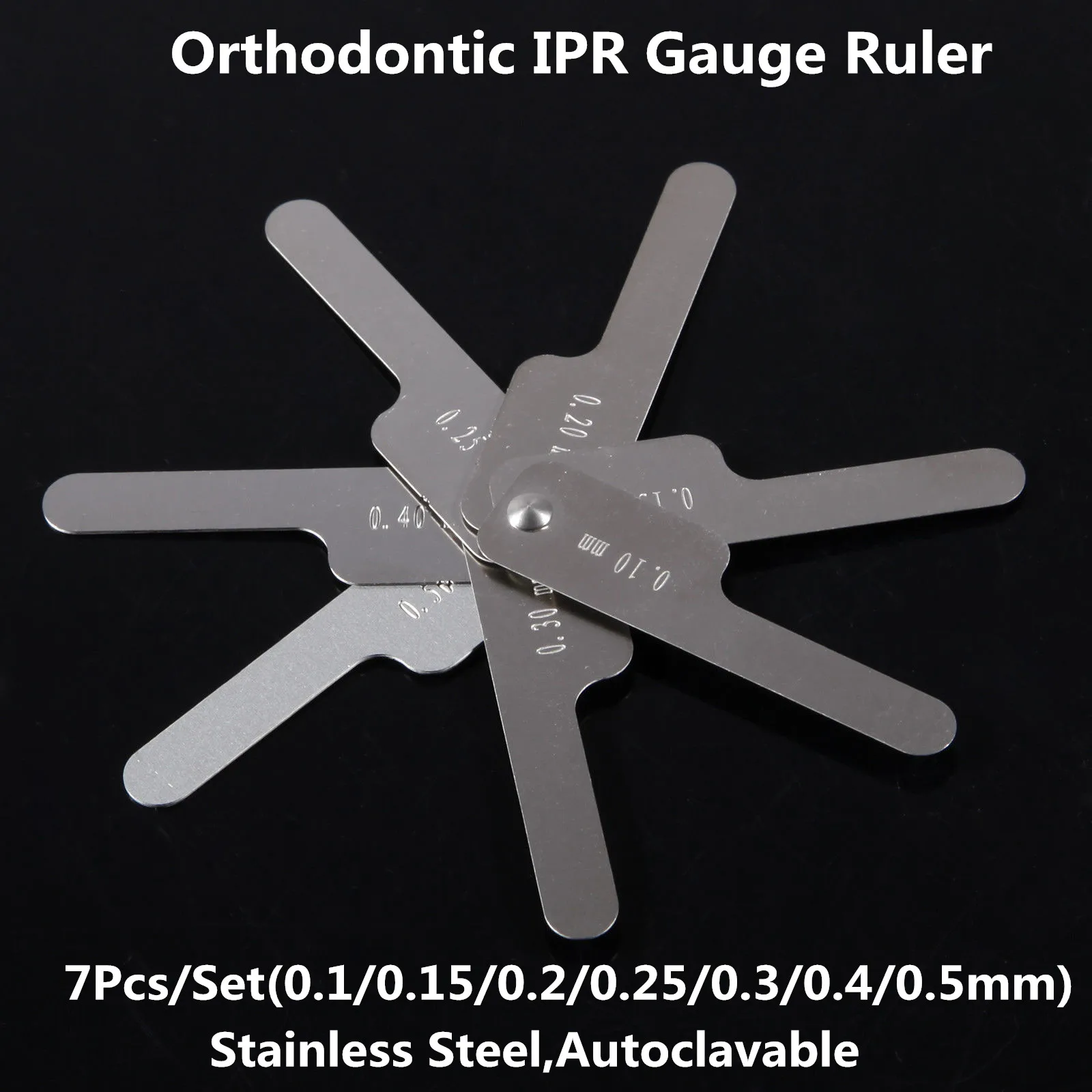 

7Pcs/Set Dental Instruments Orthodontic IPR Gauge Ruler Caliper Interproximal Enamel Reduction IPR System 0.1mm-0.5mm