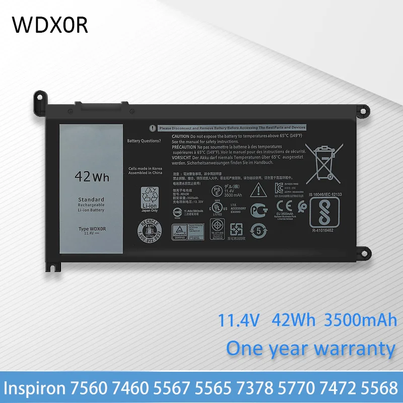 

Genuine WDXOR Battery For Dell P69G001 P58F001 P92G P61F P86F P66F INS 13MF PRO-D1508TS D1708TS 13MF-D1208TA 15MF-D1508TA WDX0R