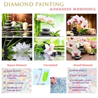 diamond art painting scenery white lotus and peach blossom bamboo cross stitch rhinestones square or round diamond home decorati