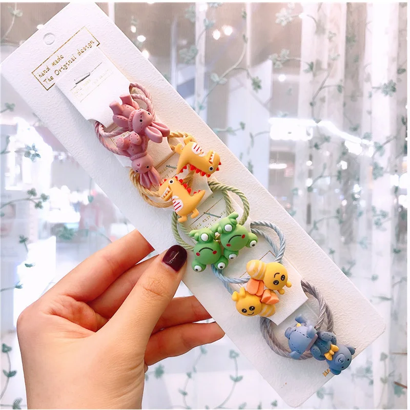 5 пар/партия забавный мультяшный рисунок веревка для волос детей милая головная