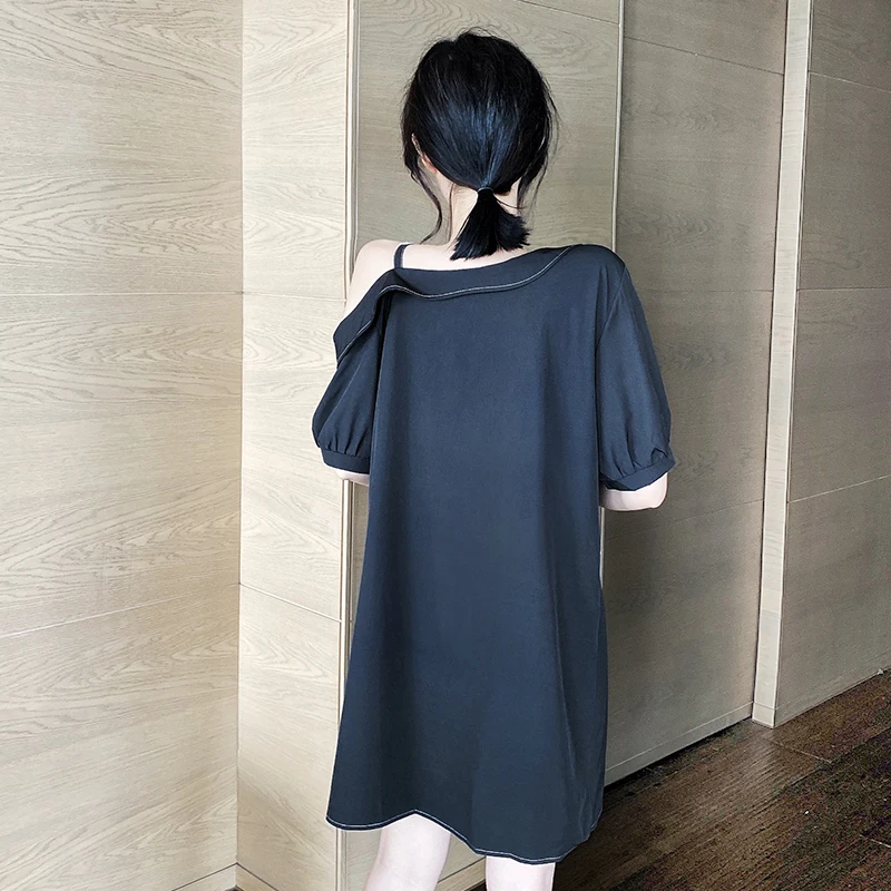 

2020 new summer dress French skirt foreign style cover belly slim thin strapless shoulder dress women
