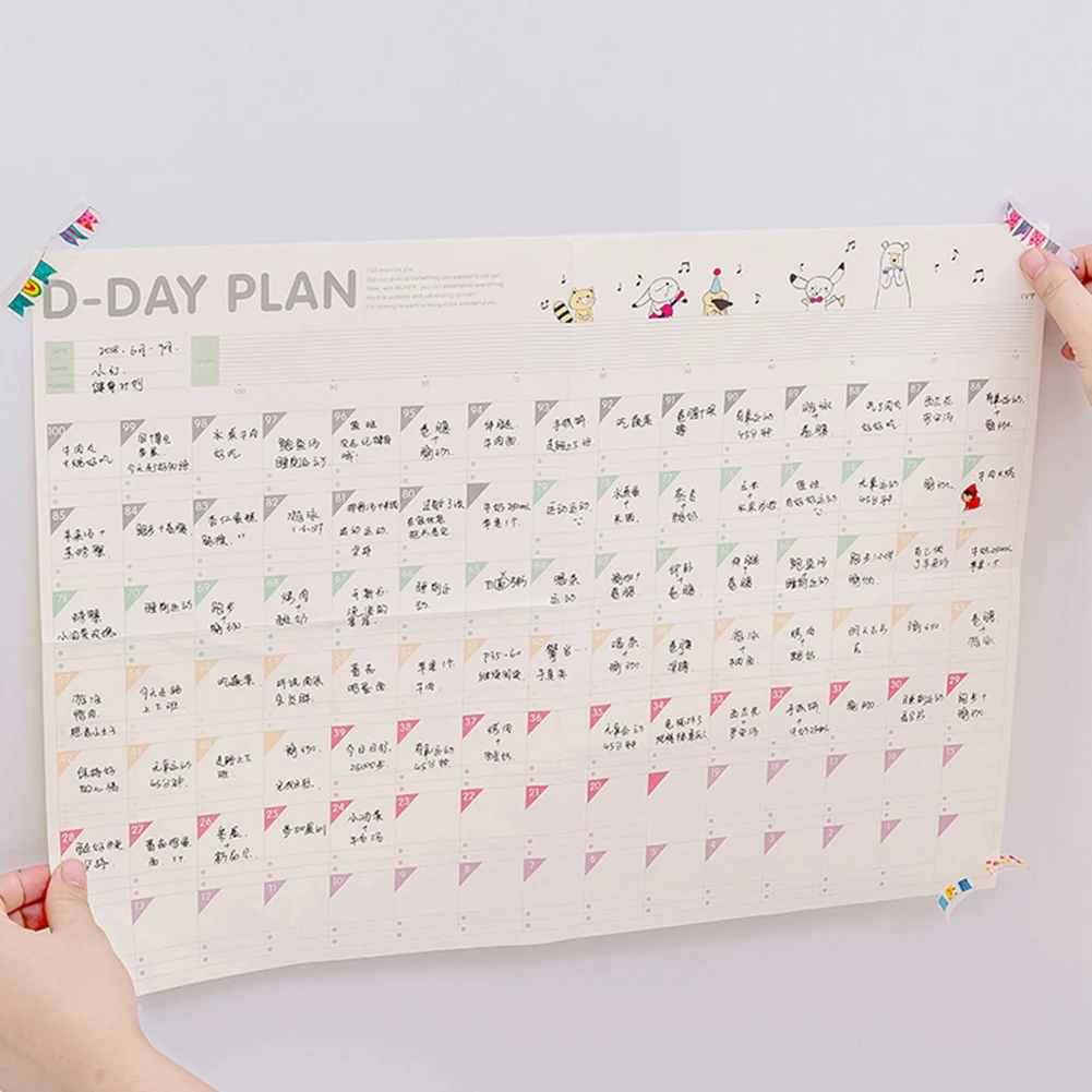 100Day Target Table Countdown Schedule Memo Pad Learning Planning Stickers Planner Cartoon Cute Office School Supplies 2020 | Канцтовары