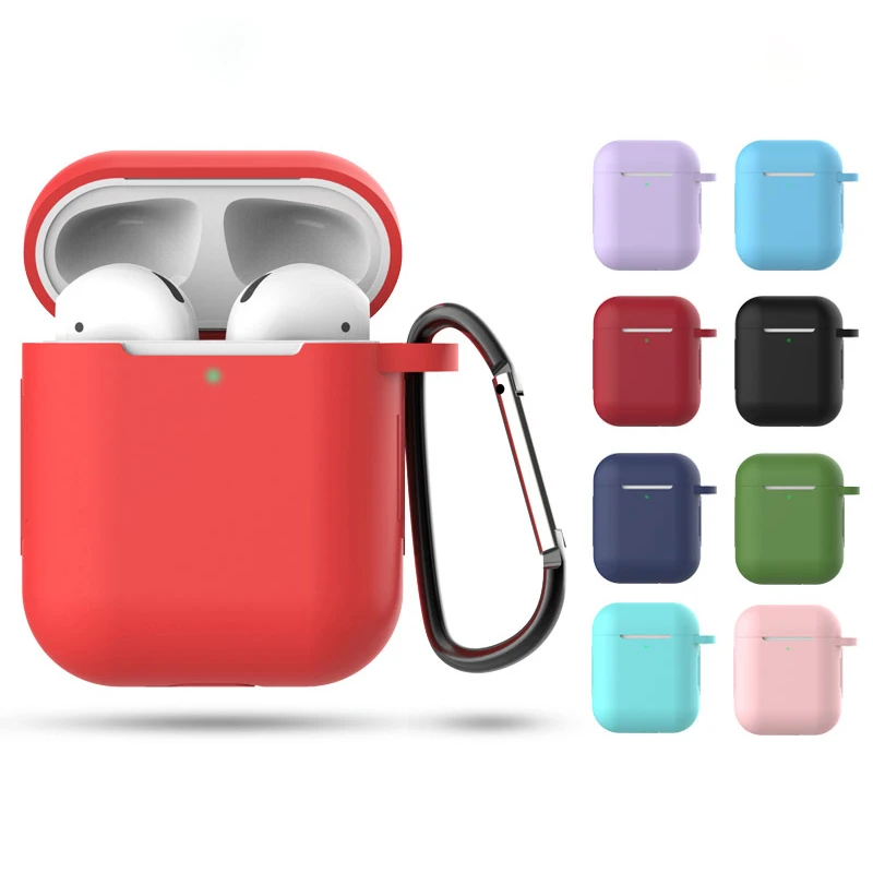 

Silicone Case With Hook For Apple Airpods Bluetooth Wireless Earphone Cases Headphone Charge Box Cover For AirPods 2 Cute coque