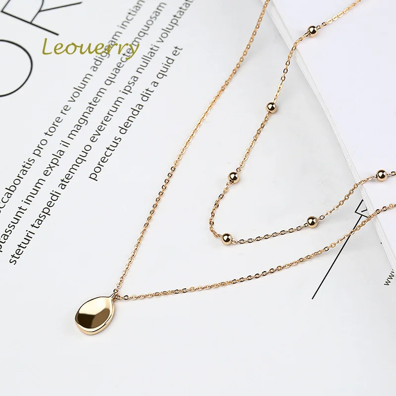 Женское Двухслойное ожерелье-цепочка из серебра 925 пробы с золотистыми бусинами |