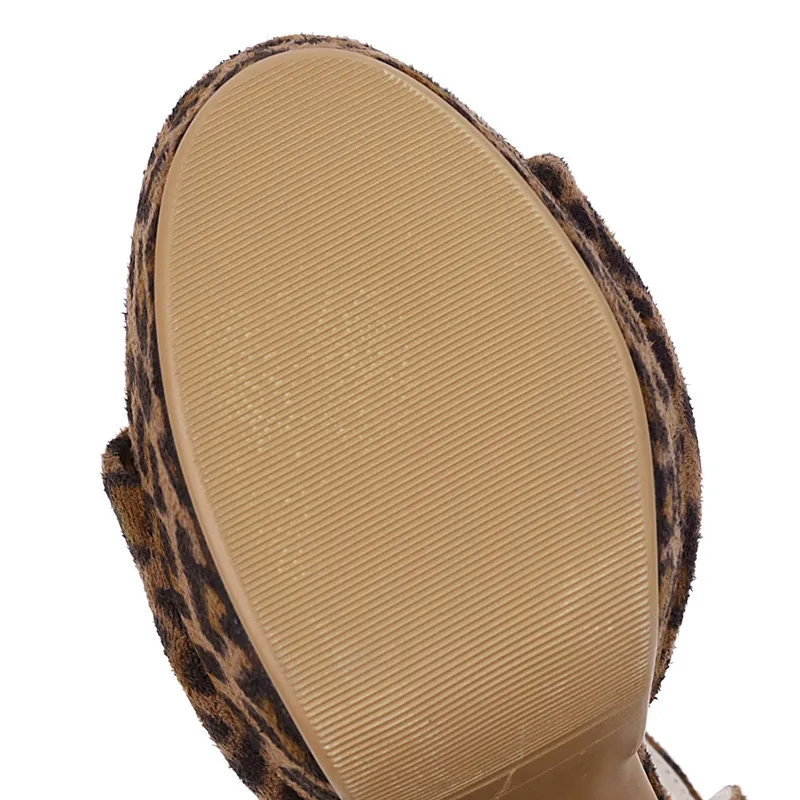 

ochanmeb Sandalias Mujer Chunky Heels Sandals Women Platforms Sandals Leopard Shoes Ladies Buckled Strap Sexy Leopard Sandals 43