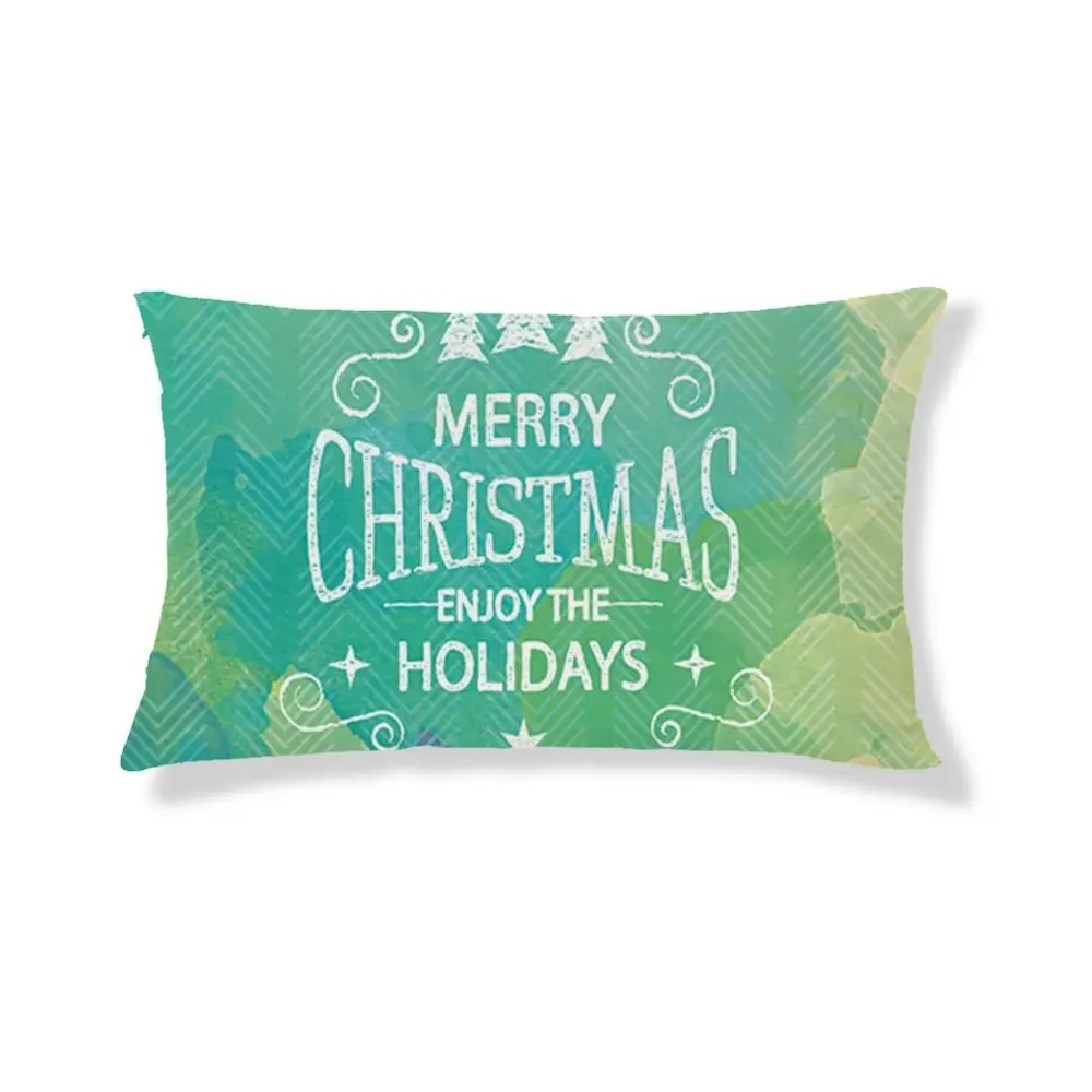 

Christmas Printed Short Plush Cushion Cover Waist Pillow Case Sofa Home Decoration 30cm*50cm
