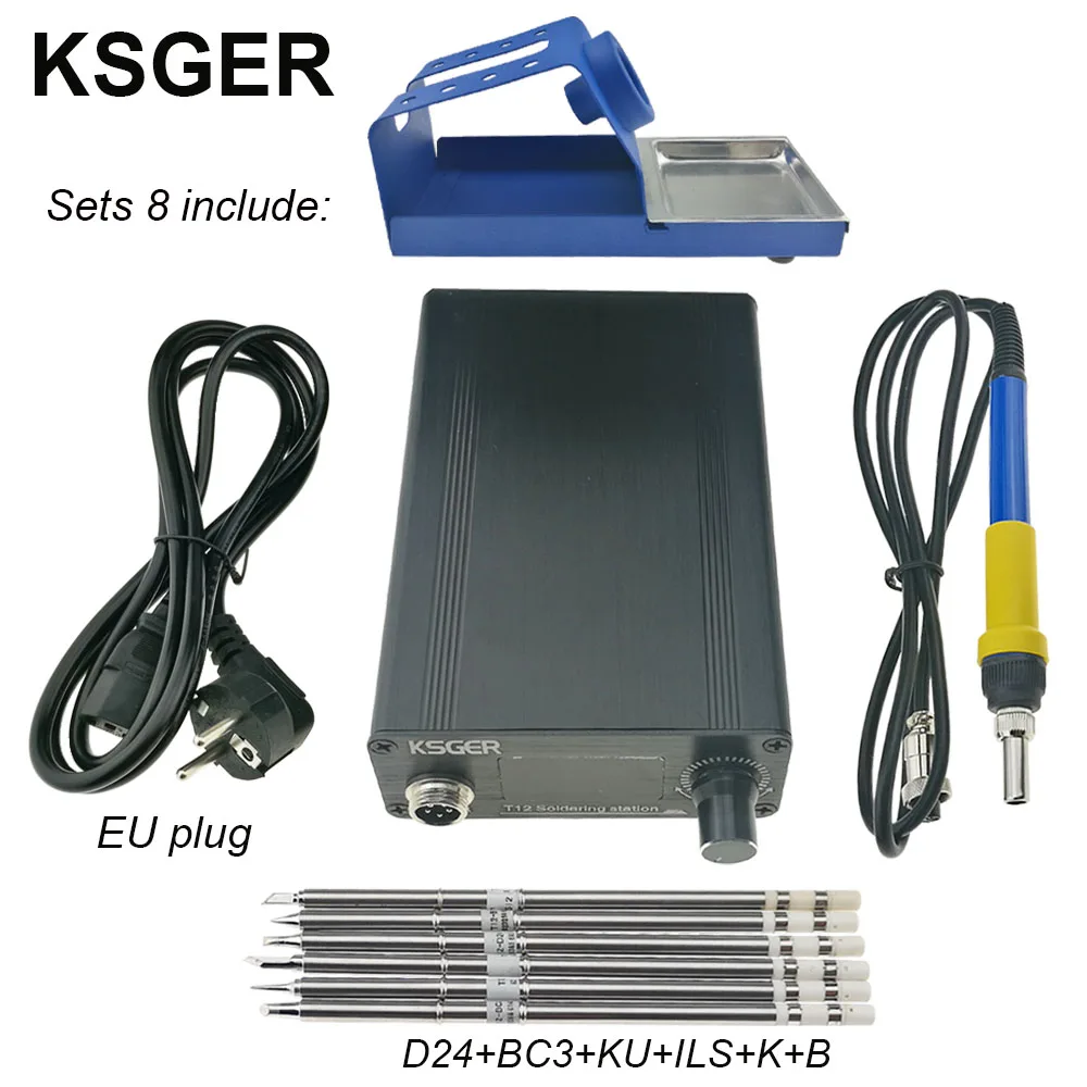 Sets 8 KSGER T12 паяльная станция STM32 цифровой контроллер алюминиевый сплав чехол 907 Паяльник ручка Автоматический Режим сна Boost T12 наконечник - Цвет: Sets 8