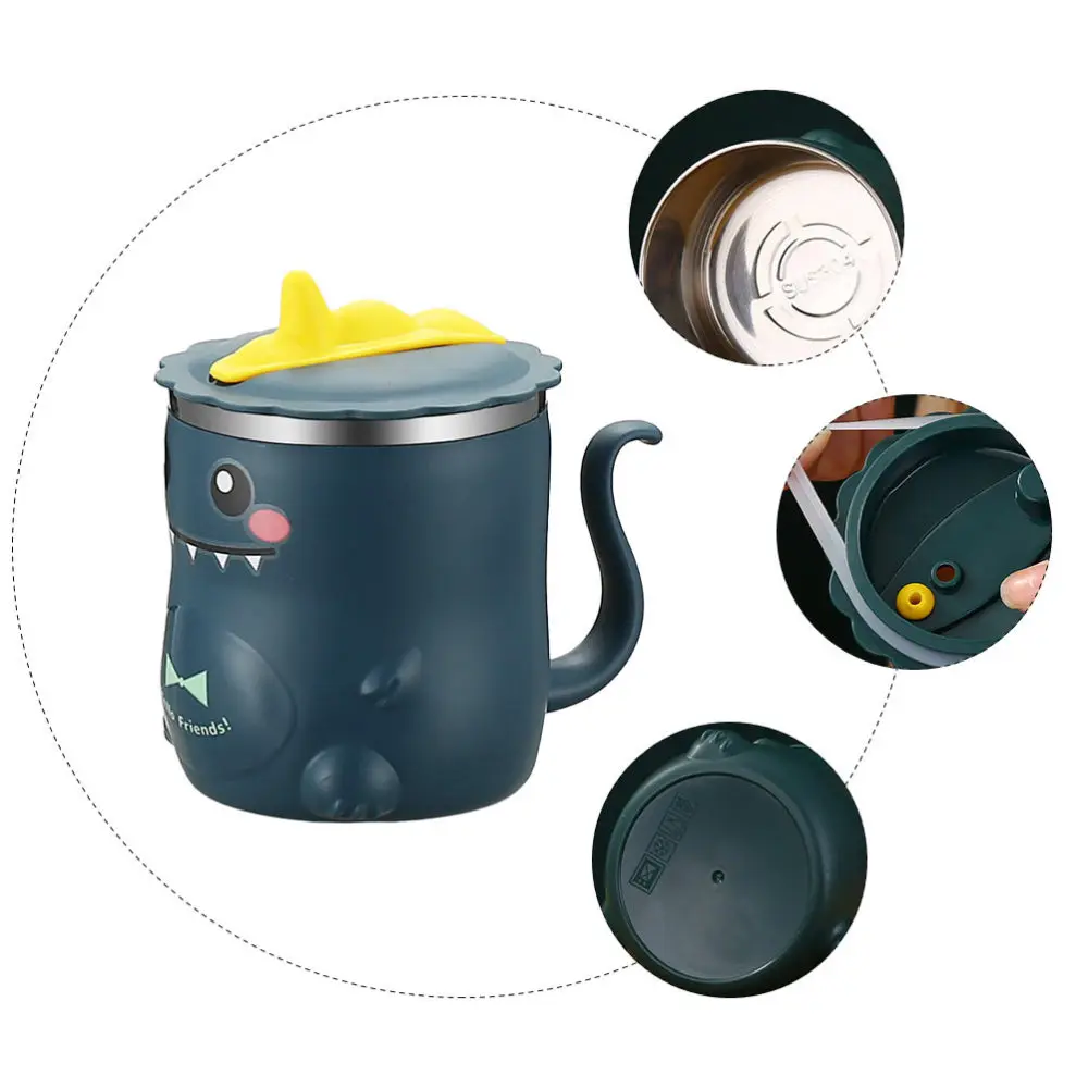 

1Pc Stainless Steel Straw Cup Cartoon Cup Baby Training Cup Blue