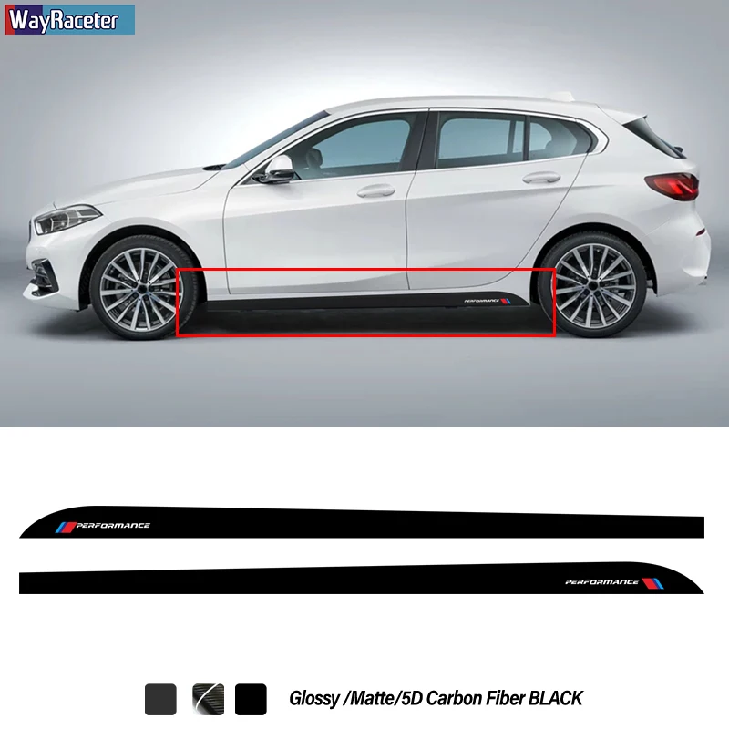 

2 шт., наклейки в полоску на боковую юбку для BMW 1 серии F20 F21 F40 118i 128i 135i M, спортивные аксессуары