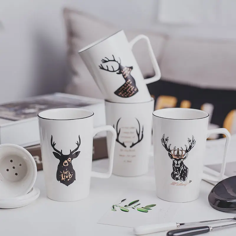 Кружка Керамическая Женская Студенческая Корейская версия Милая с ложкой пара