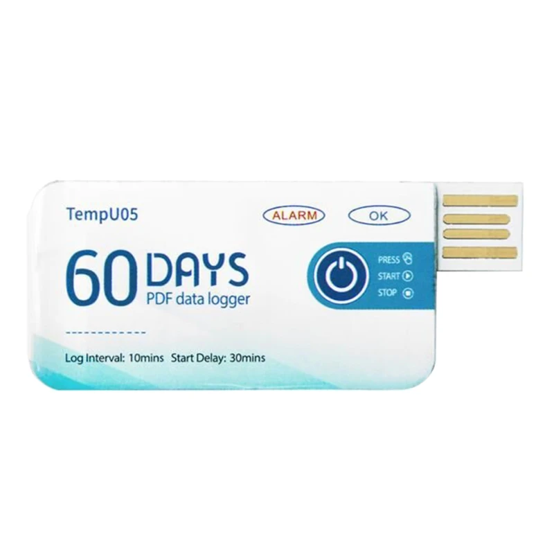 

TempU05 Temperature Data Logger PDF Report Disposable Single Use USB Temperature Recorder Temperature Record Instrument C7AC