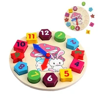 kids babys wooden digital 12 numbers clock blocks educational intellectual toy