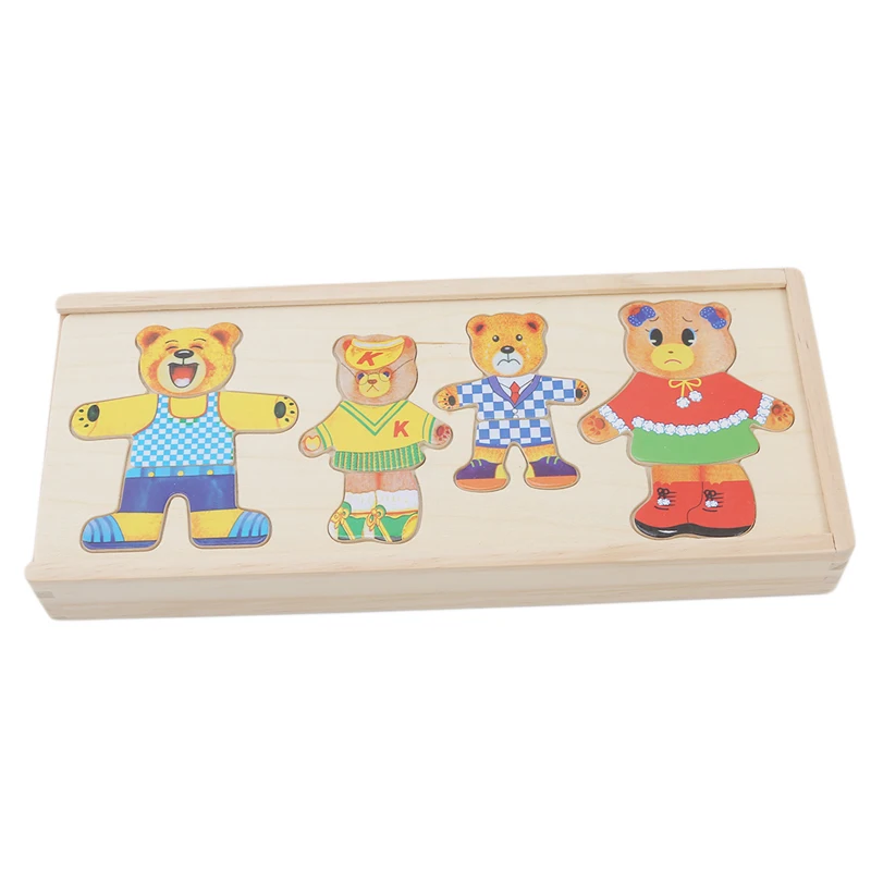 

5 Kinds Baby Kids Wooden Toys Dress Up Bear Dressing Jigsaw Puzzle Kids Dress Changing Educational Montessori Toys Children Gift