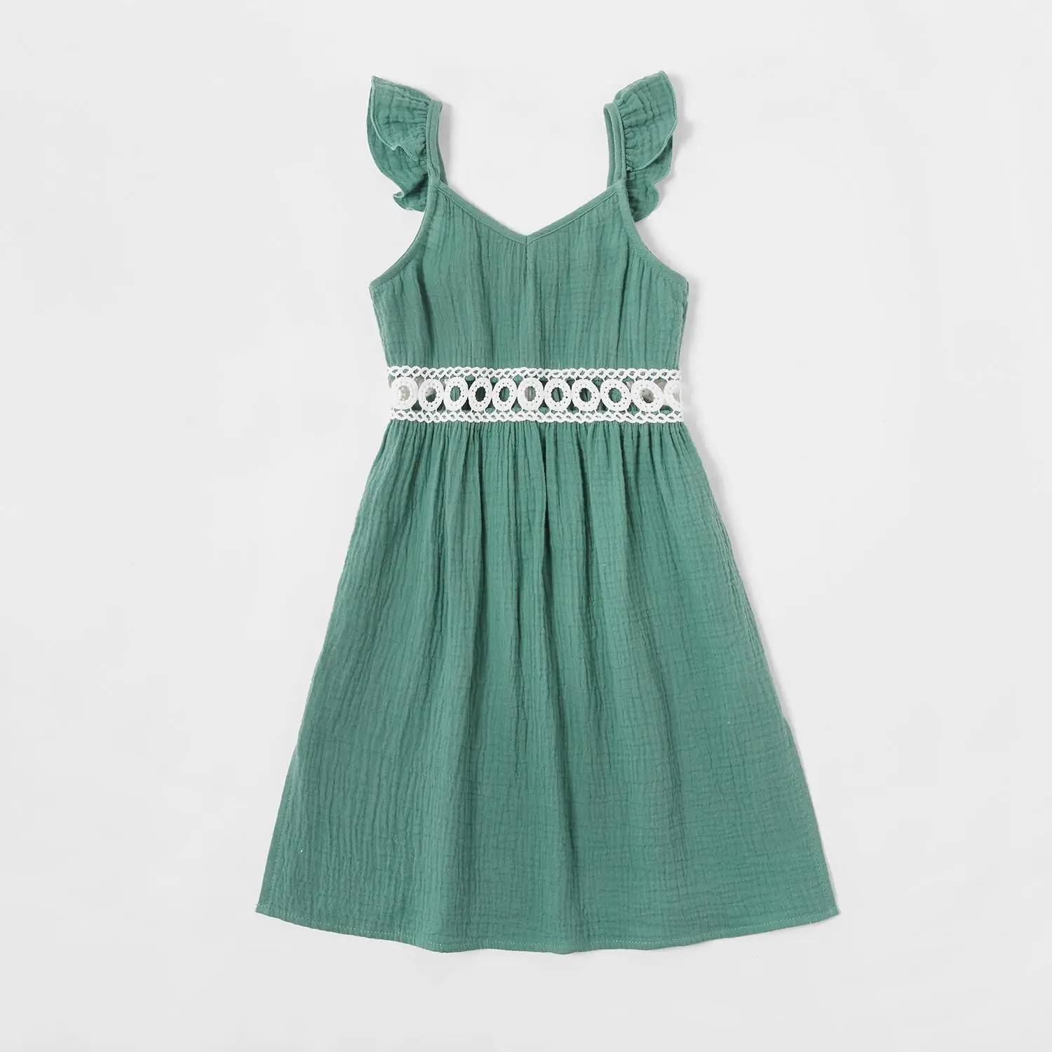 Летнее Хлопковое платье-майка с кружевами и рукавами-фонариками - купить по